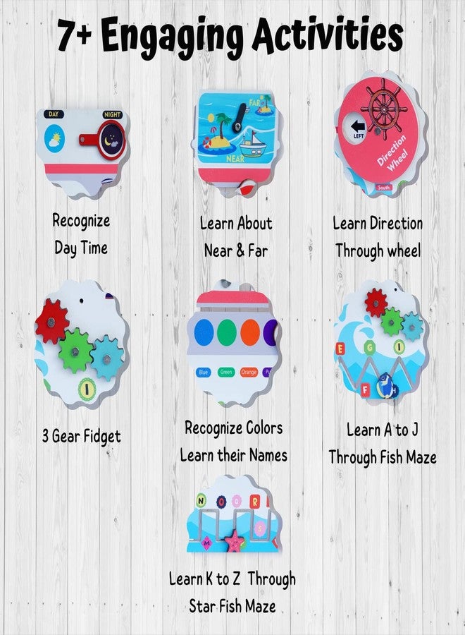 The Funny Mind 7 in 1 Activities Sea Ship Rugged Busy Board For Kids and Toddlers | Activities Wall Panel For Preschool Daycare, Creche, and Play School | Montessori Educational Sensory Toy For Babies - Image 4